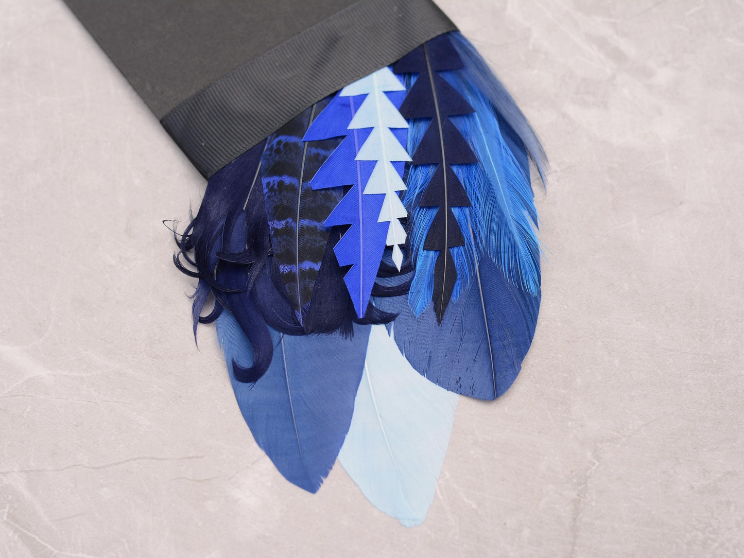 Feather Pocket Square in Shades of Blue No.257 | Suit Accessory | Feather Neck Tie | Grooms Outfit | Groomsmen Gift