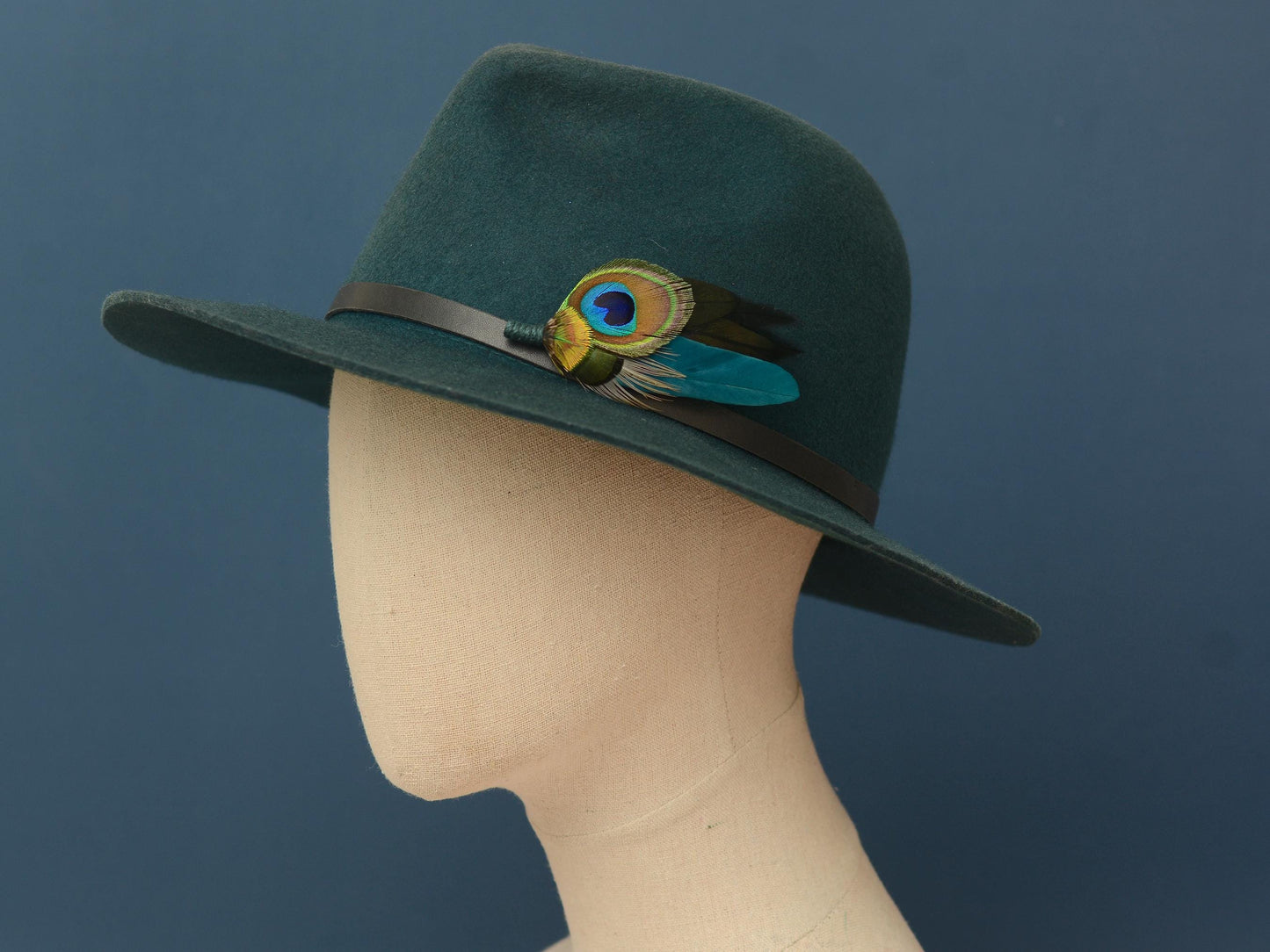 Teal and Peacock Feather Lapel Pin / Hat Pin | Peacock Feather Boutonniere | Peacock Feather Brooch