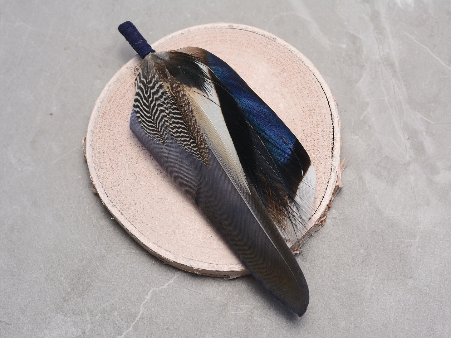 Blue Duck Feather Brooch Pin | Duck Feather Boutonniere | Pheasant Feather Lapel Pin | Feather Hat Pin