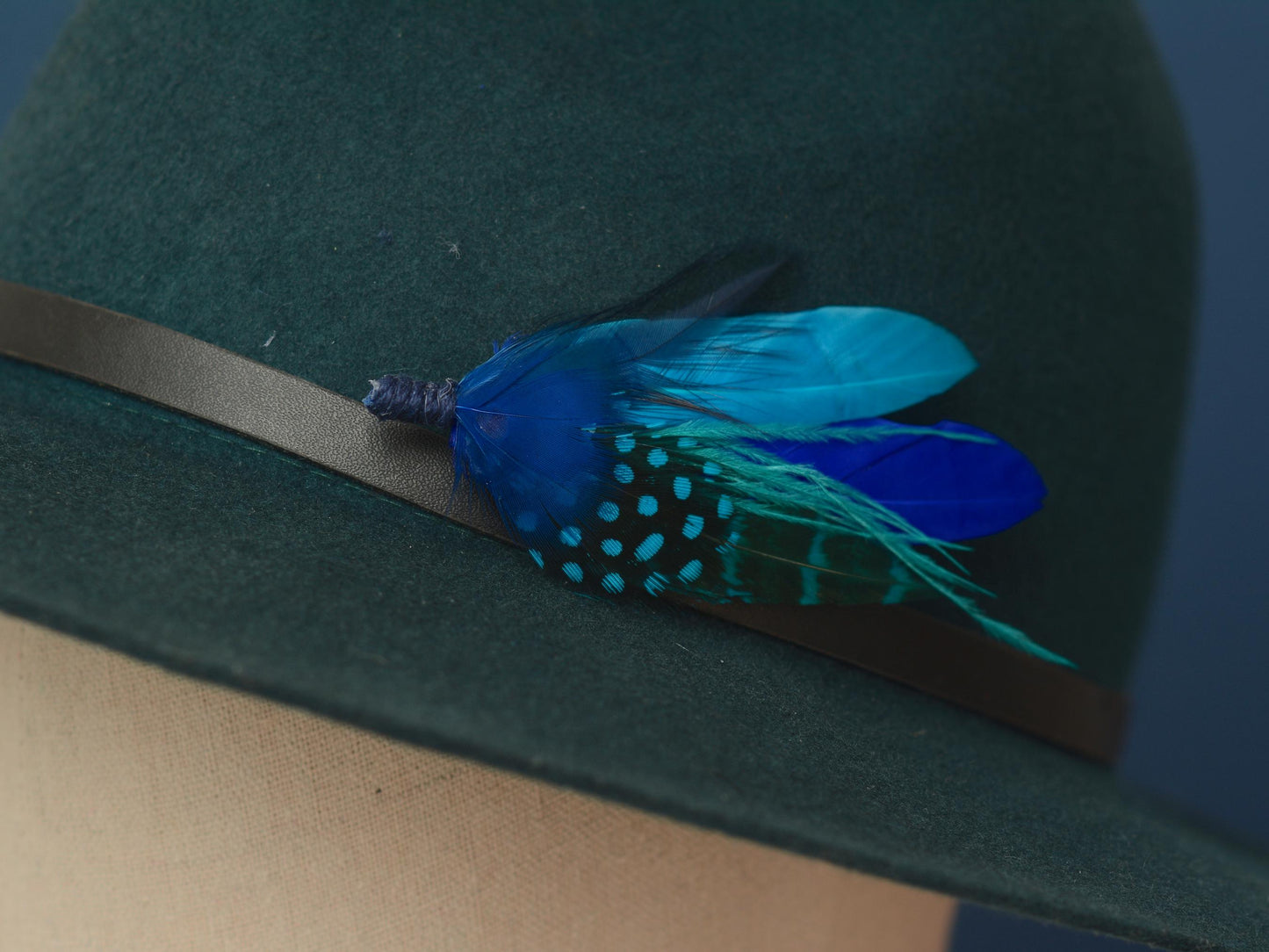 Ombre Blue Feather Boutonniere Hat Pin | Pheasant Feather Pin | Feather Brooch | Feather Hat Pin