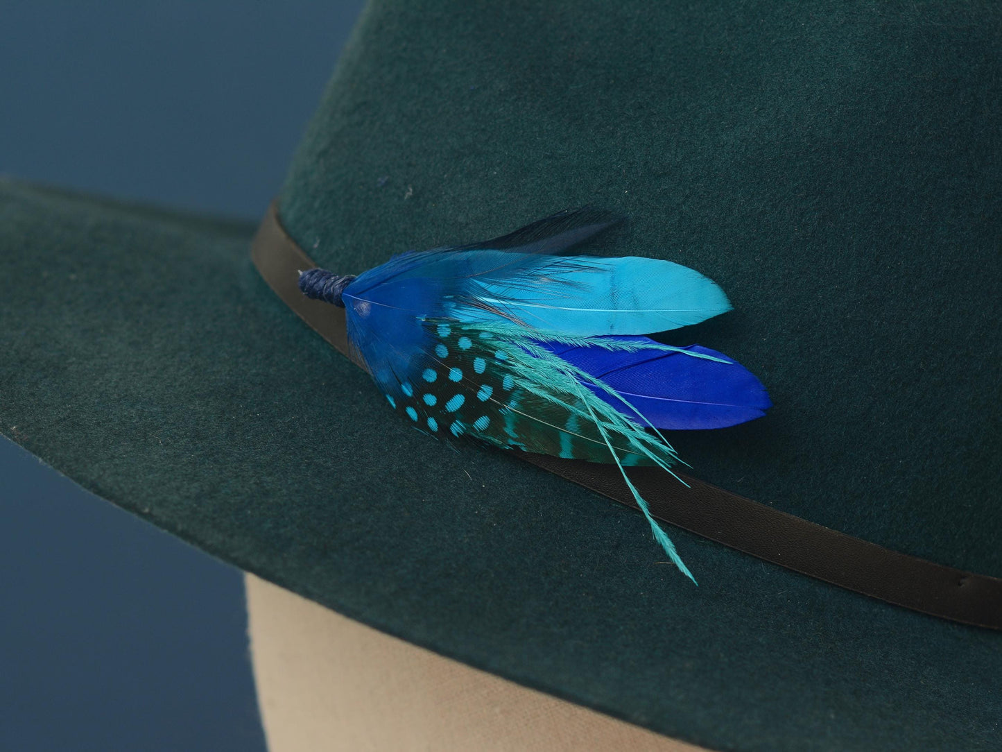 Ombre Blue Feather Boutonniere Hat Pin | Pheasant Feather Pin | Feather Brooch | Feather Hat Pin