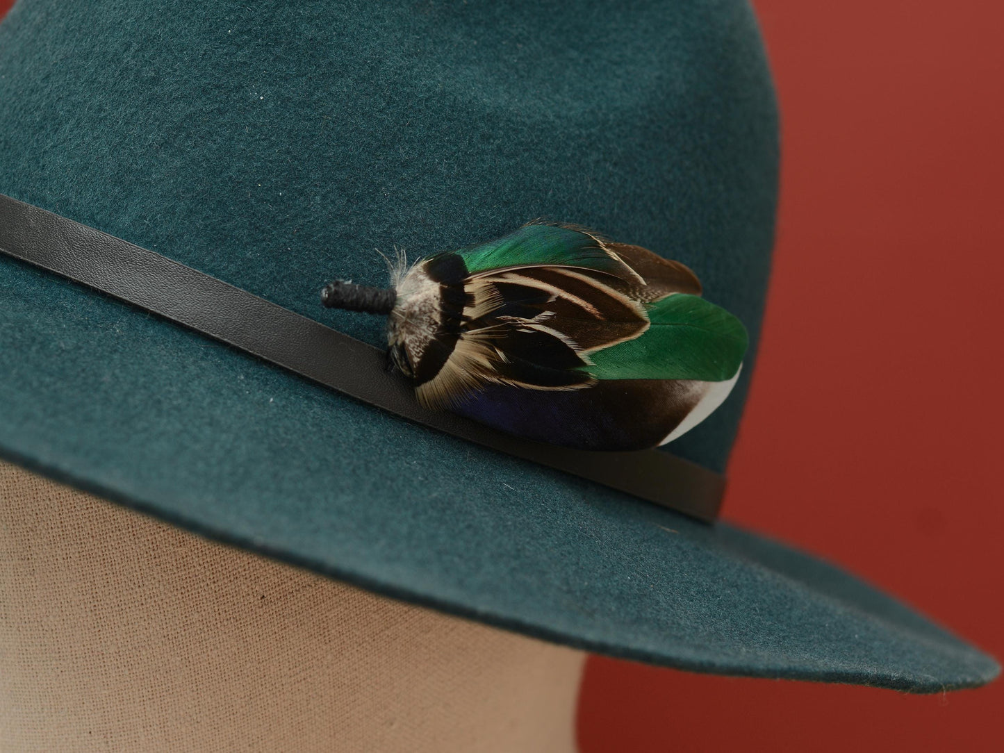 Bottle Green Duck Feather Pin Small No.232 | Duck Feather Boutonniere | Pheasant Feather Brooch | Feather Hat Pin