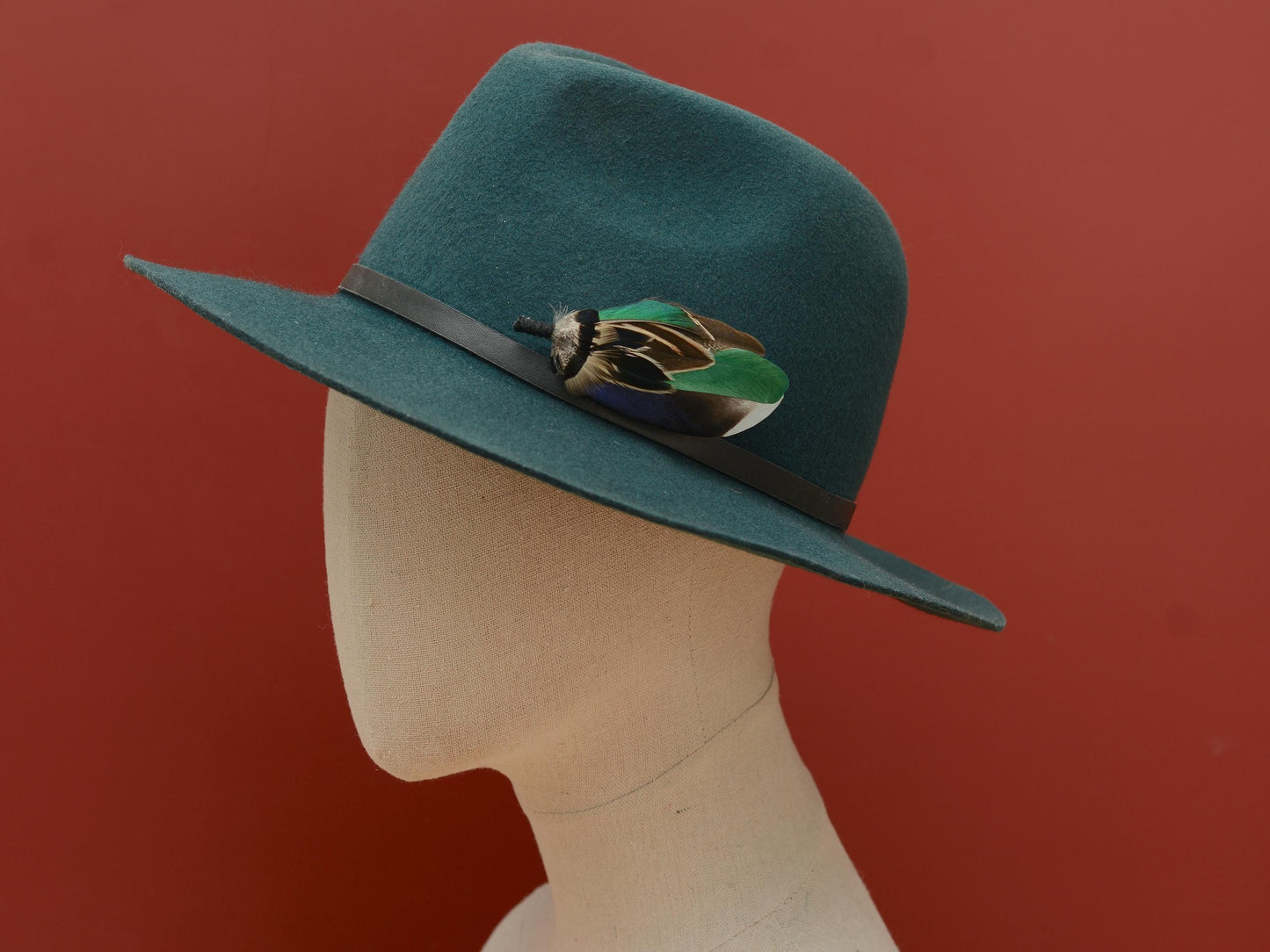 Bottle Green Duck Feather Pin Small No.232 | Duck Feather Boutonniere | Pheasant Feather Brooch | Feather Hat Pin