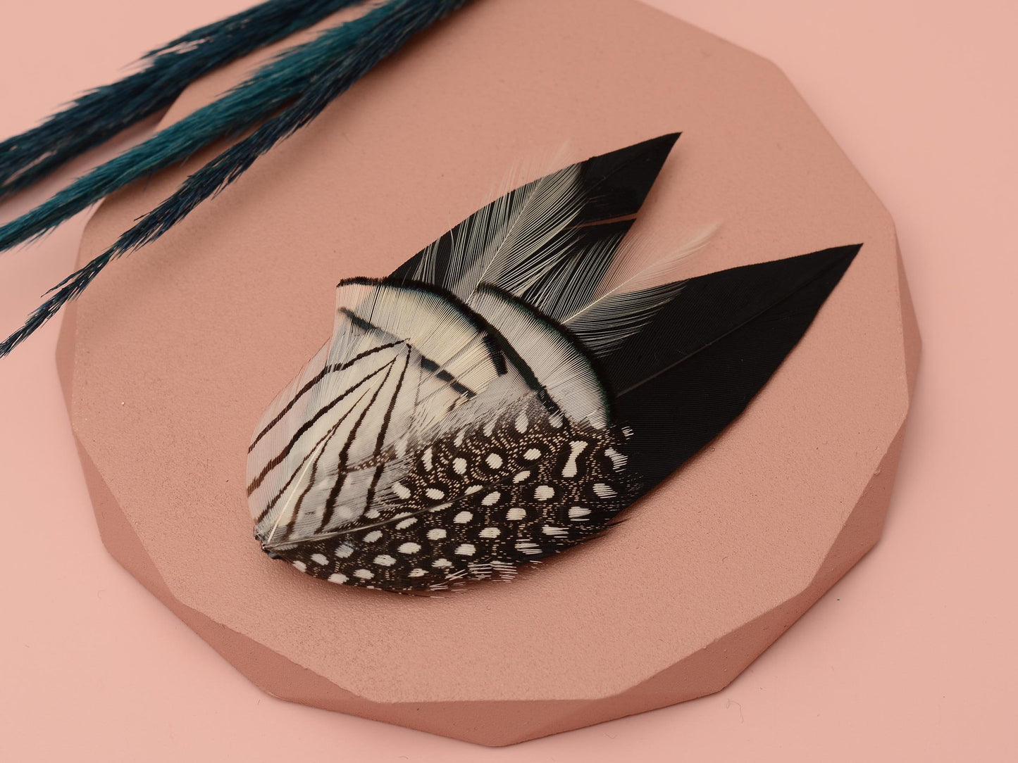 Monochrome Feather Hat Pin / Lapel Pin | Feather Boutonniere | Pheasant Feather Brooch