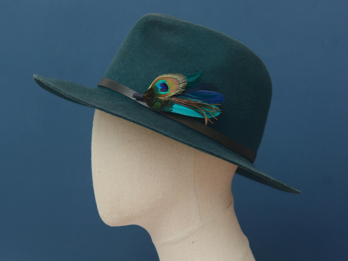 Teal Turquoise and Navy Peacock Feather Hat Pin / Brooch | Peacock Feather Boutonniere | Peacock Feather Brooch