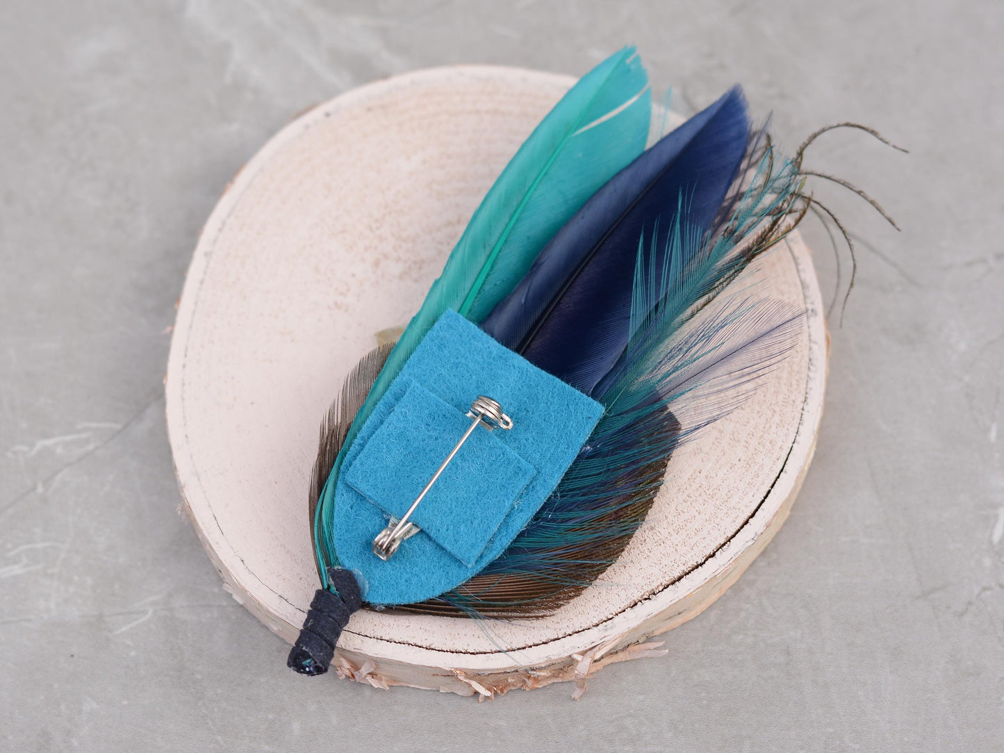 Teal Turquoise and Navy Peacock Feather Hat Pin / Brooch | Peacock Feather Boutonniere | Peacock Feather Brooch