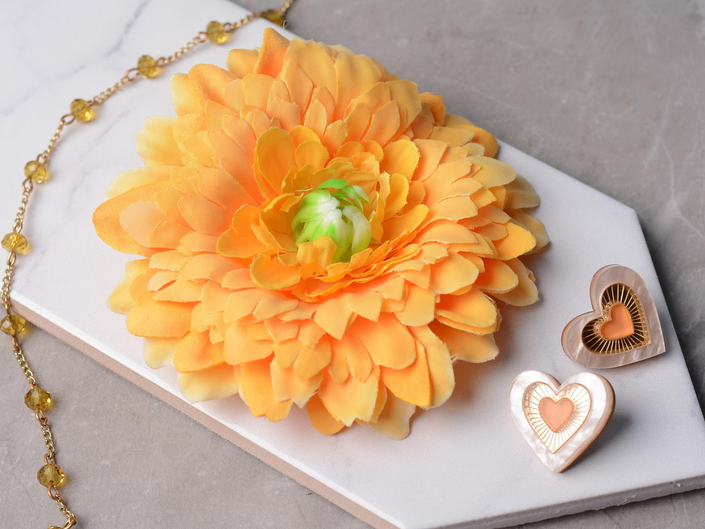 Golden Yellow Dahlia Flower Hair Clip | Pin Up Hair Flower | Bridesmaids Hair Clip | Hair Accessory | Floral Headpiece | Fascinator