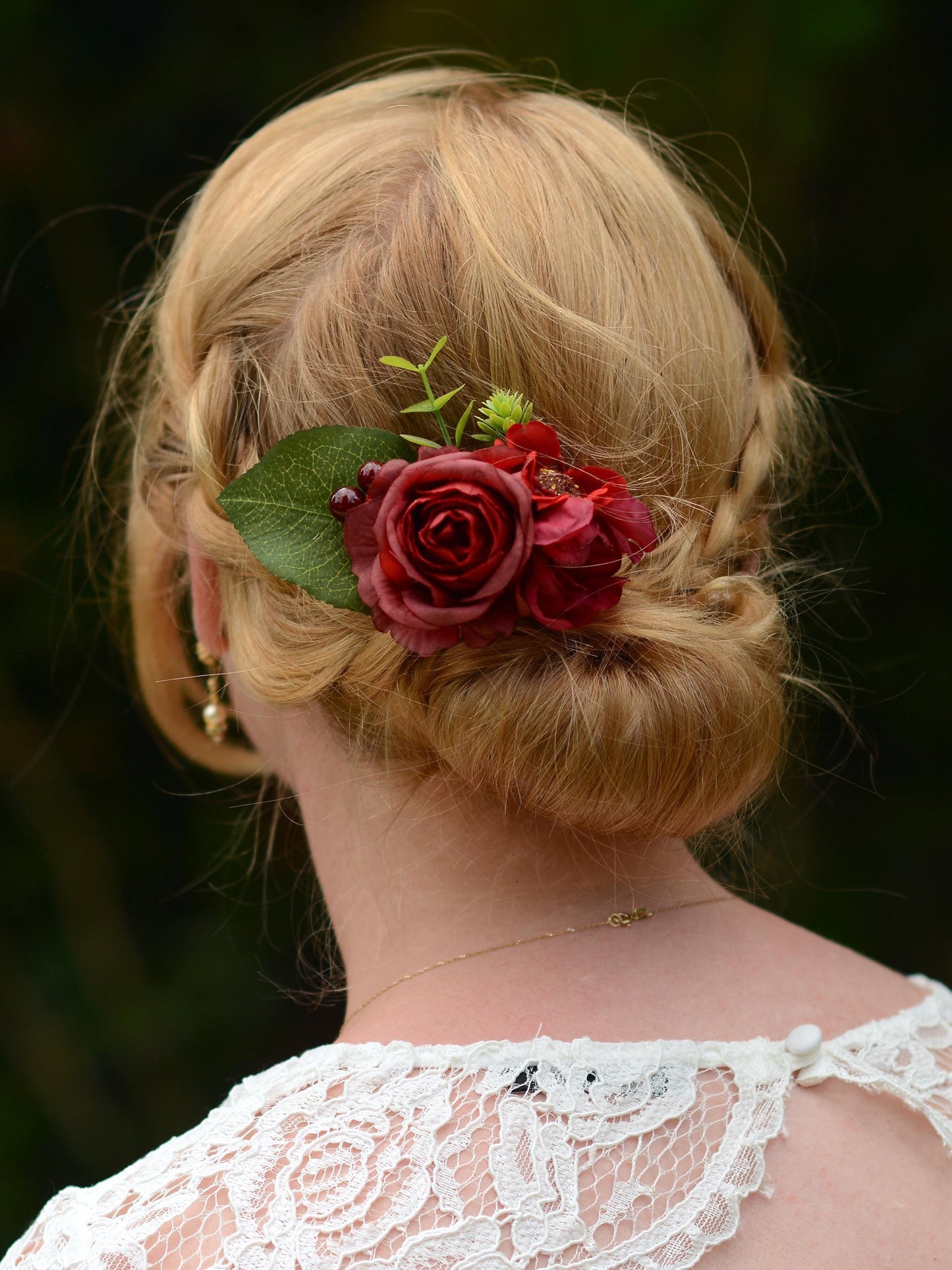 Red Rose and Blossom Hair Clip | Silk Flower Hair Clip | Bridal Hair Clip | Bridesmaids Hair Clip | Floral Headpiece