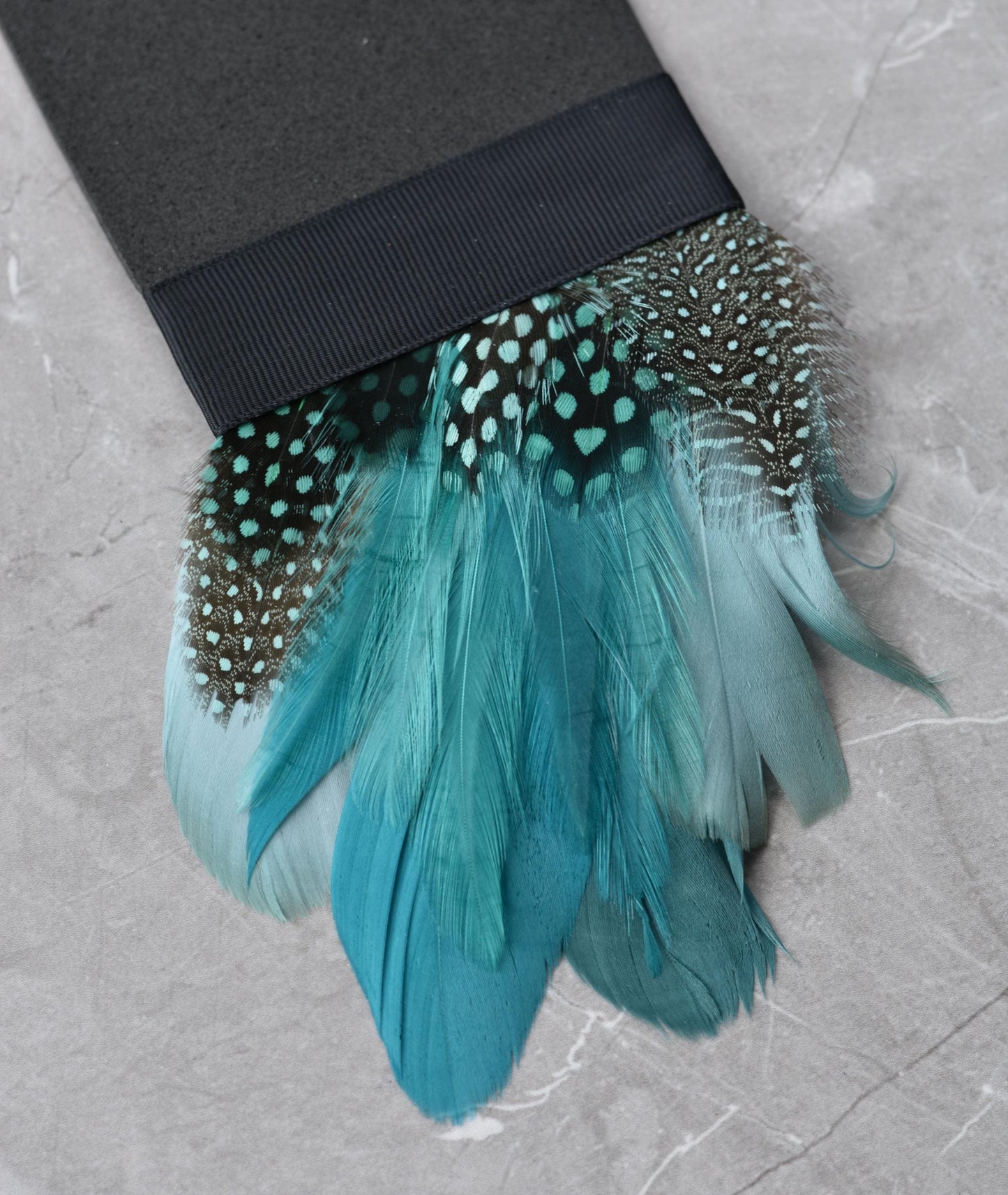 Ombre Teal and Green Feather Pocket Square No.117 | Suit Accessory | Feather Neck Tie | Grooms Outfit | Groomsmen Gift