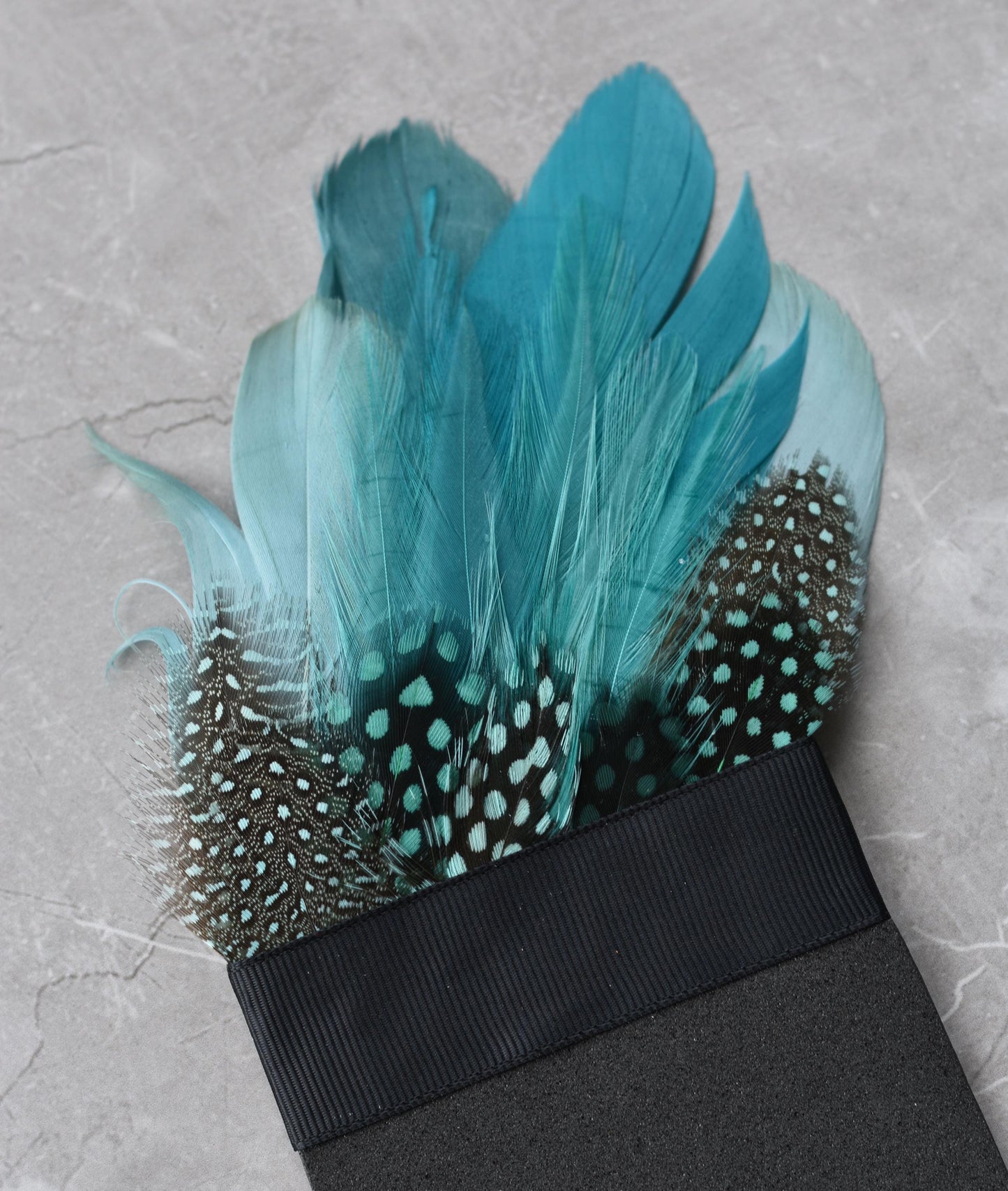 Ombre Teal and Green Feather Pocket Square No.117 | Suit Accessory | Feather Neck Tie | Grooms Outfit | Groomsmen Gift