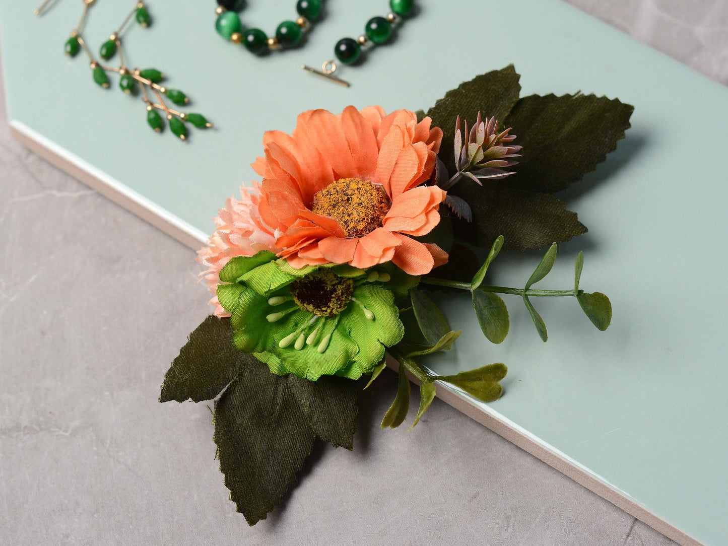 Orange Marigold Hair Clip | Orange Flower Hair Clip | Orange Hair Clip | Bridesmaids Hair Clip | Bridal Hair Clip
