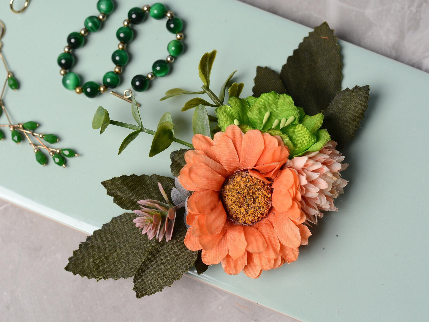 Orange Marigold Hair Clip | Orange Flower Hair Clip | Orange Hair Clip | Bridesmaids Hair Clip | Bridal Hair Clip