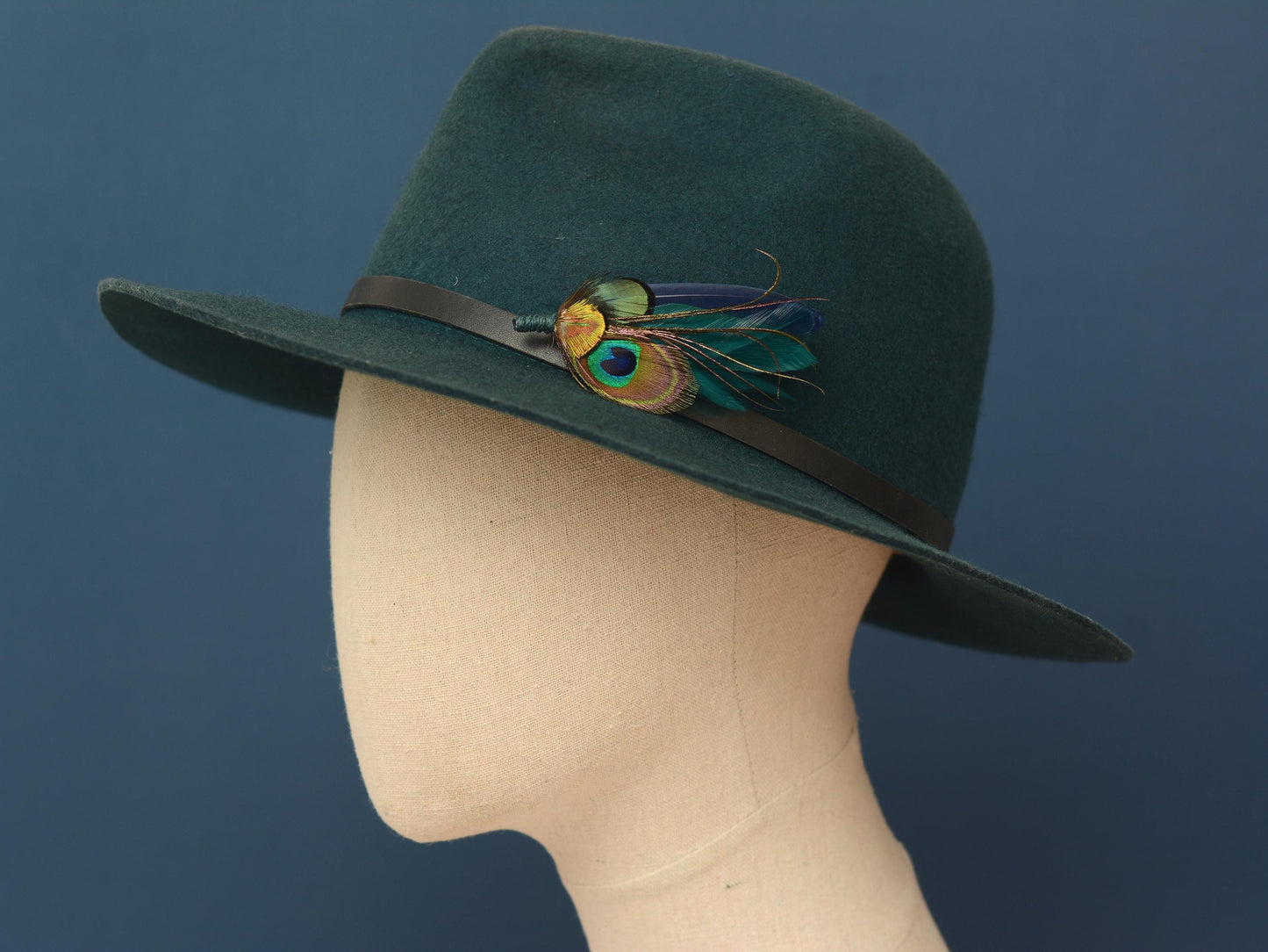 Teal and Navy Peacock Feather Boutonniere | Peacock Feather Corsage | Peacock Feather Brooch