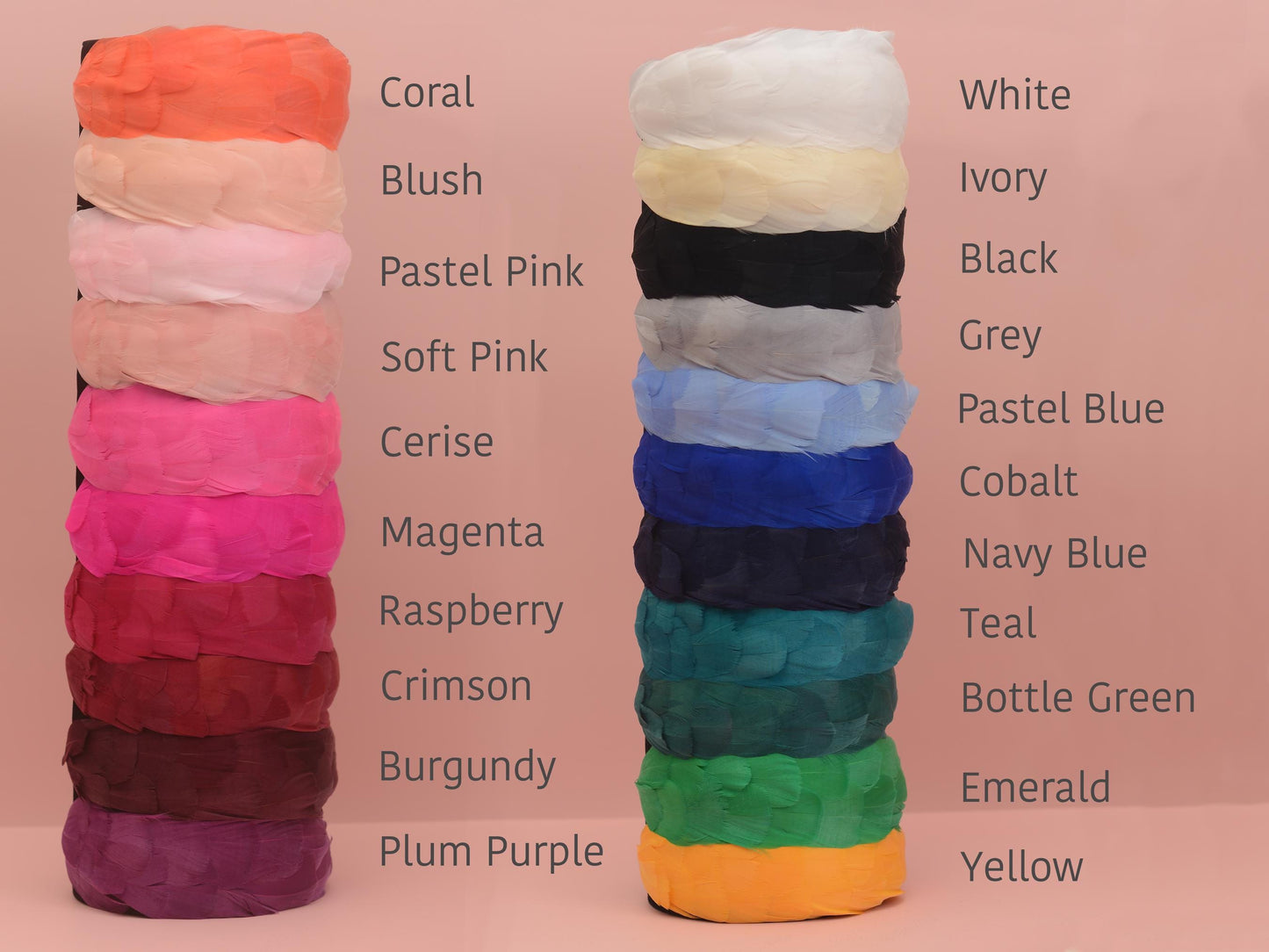 Soft Goose Feather Headband in Green, Navy Blue, Royal Blue, Teal, Black, Pink, Red, Plum Purple, Burgundy, Yellow, Black, White, Ivory