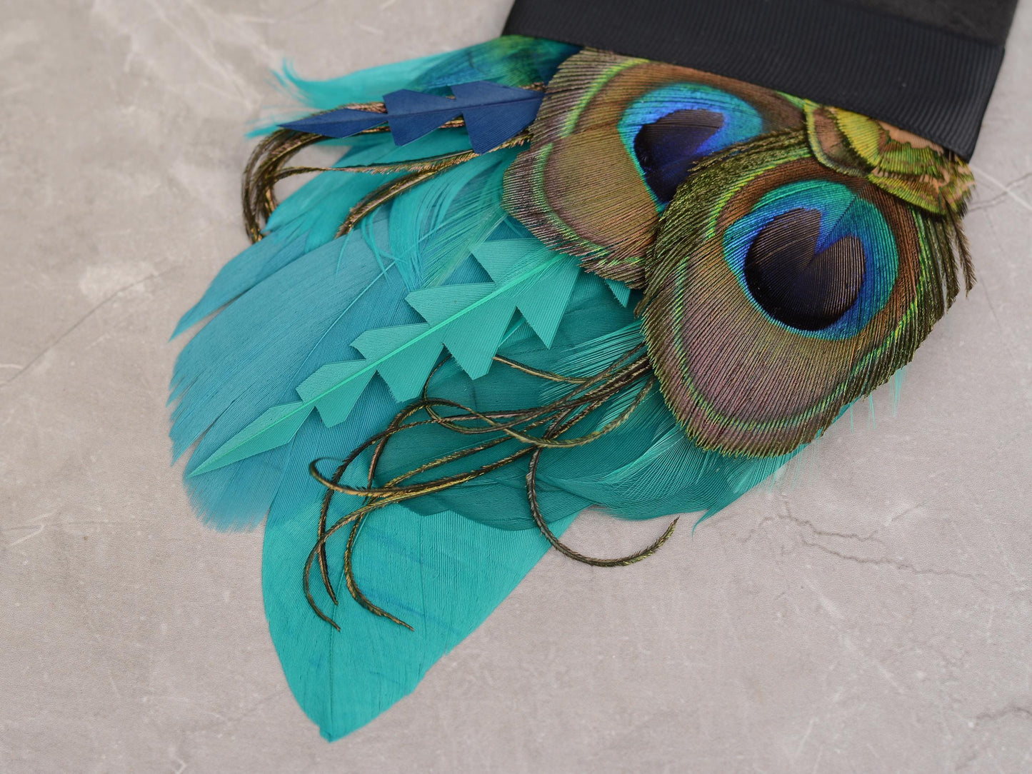Peacock Feather Pocket Square in Teal and Turquoise Green No.215 | Suit Accessory | Feather Neck Tie | Grooms Outfit | Groomsmen Gift