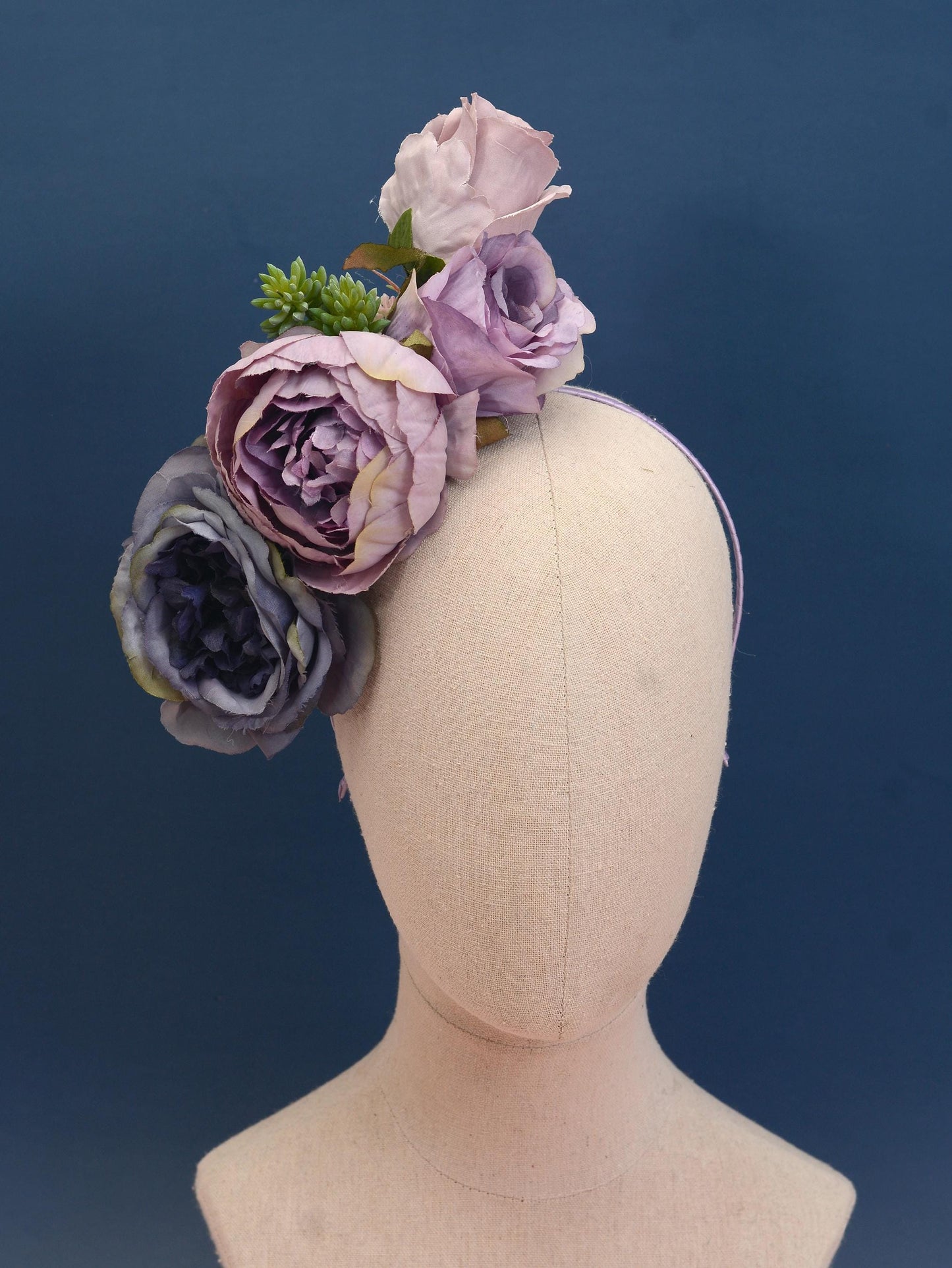 Flower Headpiece in Blue and Lavender Purple | Rose Flower Crown | Flower Fascinator | Flower Headband | Wedding Headpiece | Races Headpiece