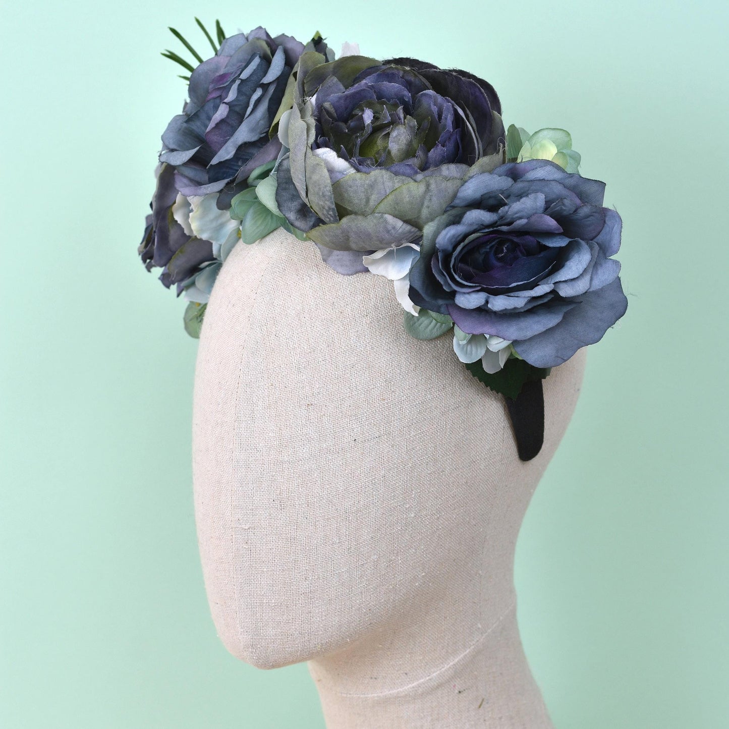 Oceana - Flower Crown Headpiece in Blue | Blue Flower Crown | Peony Flower Crown | Rose Headband | Something Blue | Bridal Headpiece