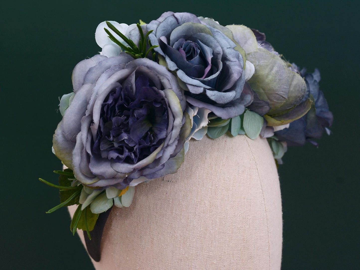 Oceana - Flower Crown Headpiece in Blue | Blue Flower Crown | Peony Flower Crown | Rose Headband | Something Blue | Bridal Headpiece