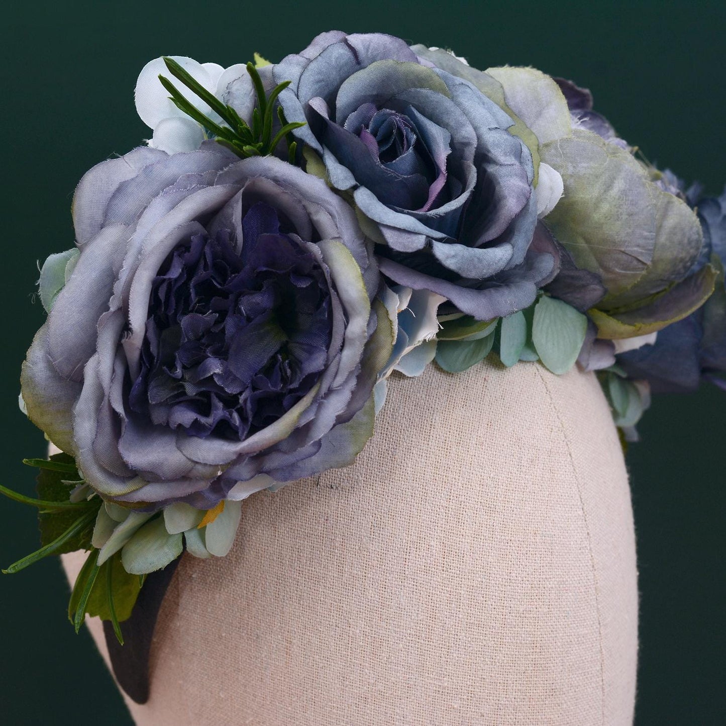 Oceana - Flower Crown Headpiece in Blue | Blue Flower Crown | Peony Flower Crown | Rose Headband | Something Blue | Bridal Headpiece