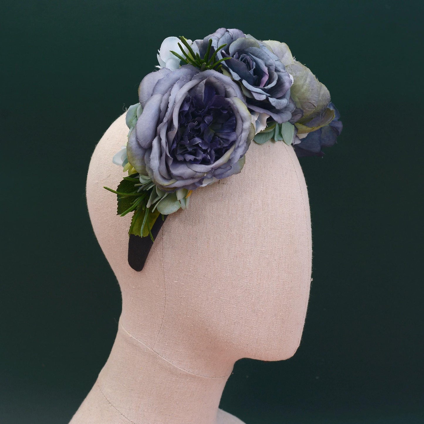 Oceana - Flower Crown Headpiece in Blue | Blue Flower Crown | Peony Flower Crown | Rose Headband | Something Blue | Bridal Headpiece
