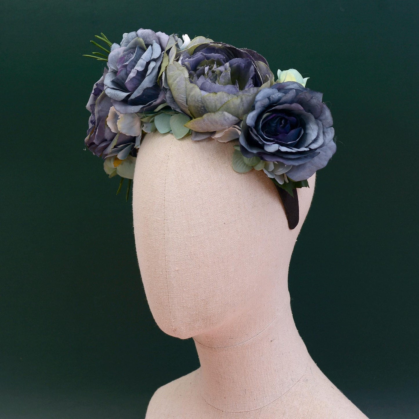 Oceana - Flower Crown Headpiece in Blue | Blue Flower Crown | Peony Flower Crown | Rose Headband | Something Blue | Bridal Headpiece
