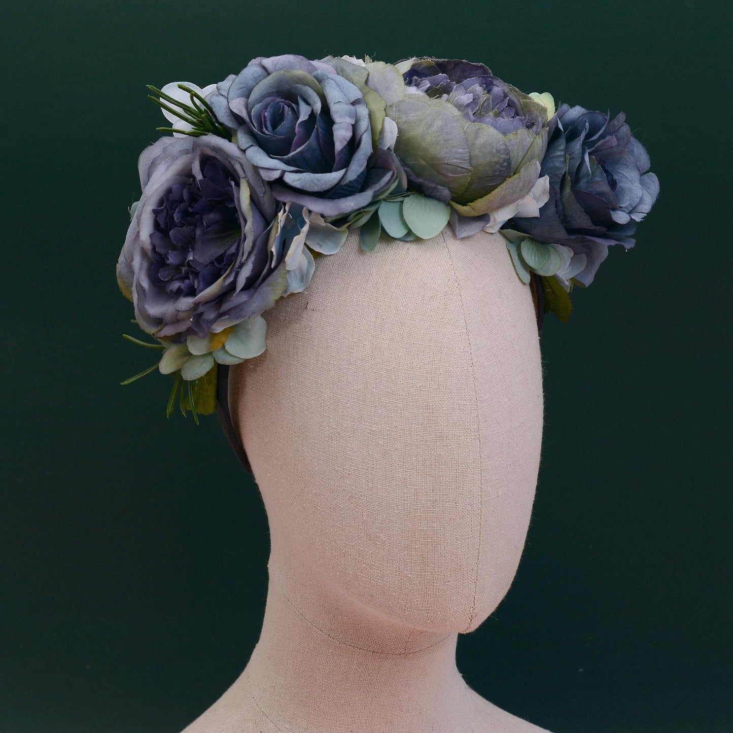 Oceana - Flower Crown Headpiece in Blue | Blue Flower Crown | Peony Flower Crown | Rose Headband | Something Blue | Bridal Headpiece