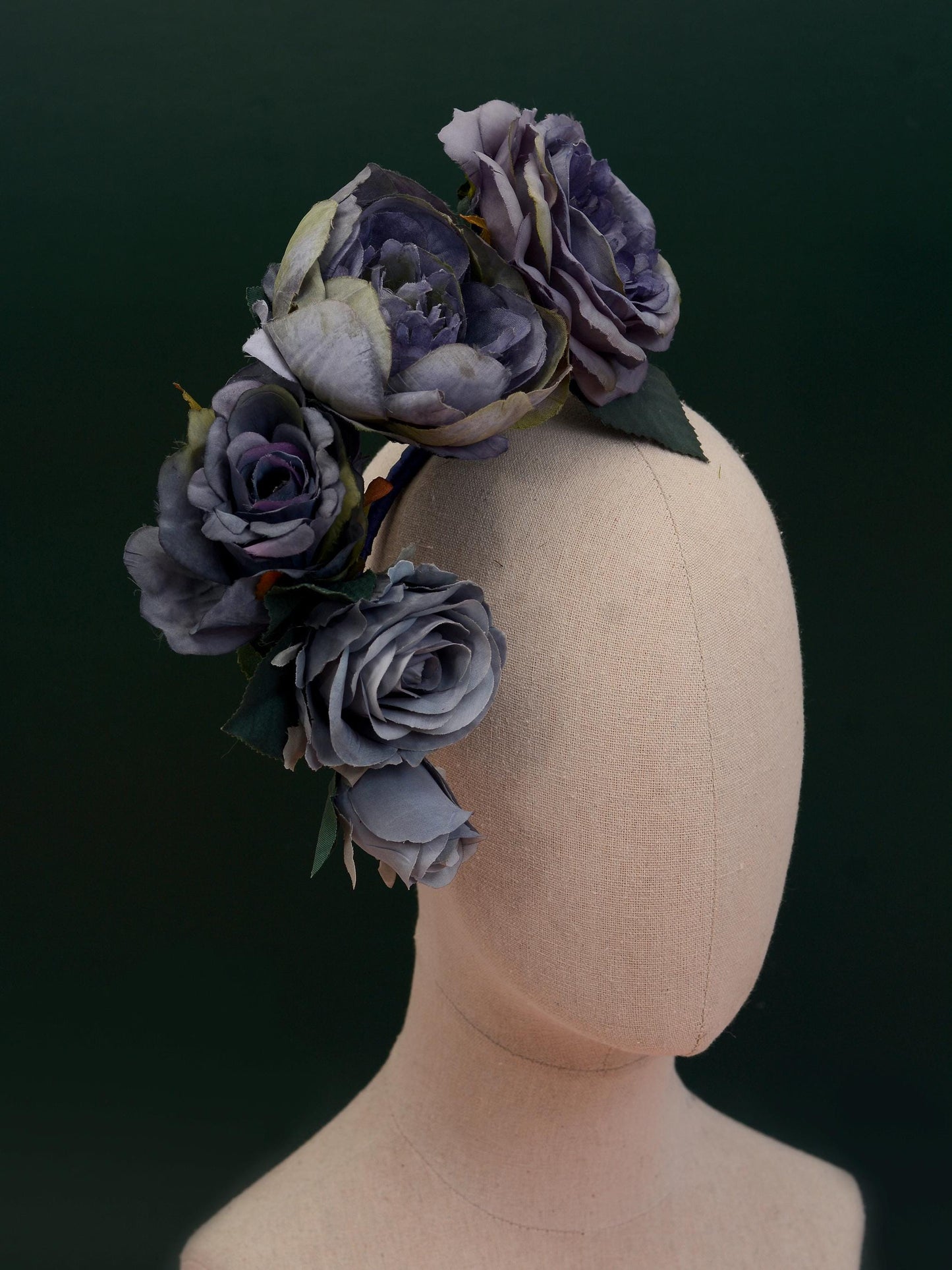 Sculptural Floating Flower Headpiece in Shades of Blue | Floating Rose Flower Crown | Flower Headband | Wedding Headpiece | Races Headpiece