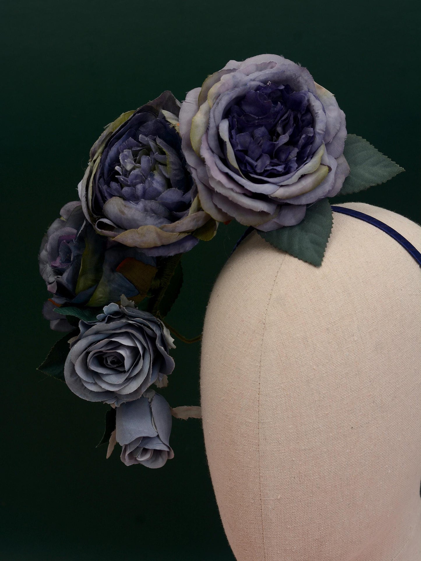Sculptural Floating Flower Headpiece in Shades of Blue | Floating Rose Flower Crown | Flower Headband | Wedding Headpiece | Races Headpiece