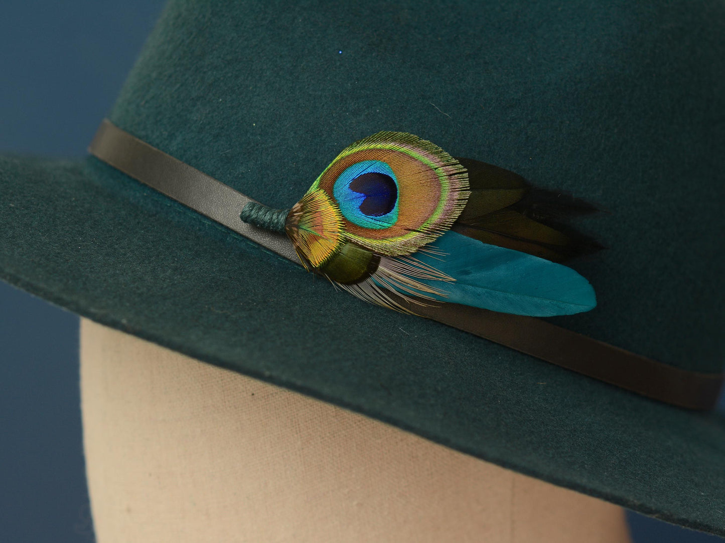 Teal and Peacock Feather Lapel Pin / Hat Pin | Peacock Feather Boutonniere | Peacock Feather Brooch