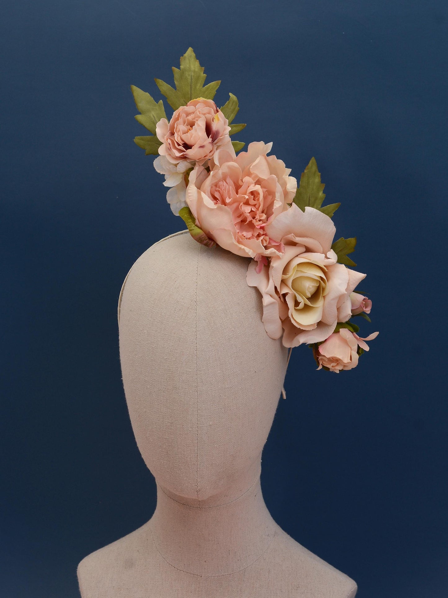 Floating Flower Headpiece in Blush Pink Peony and Roses | Flower Crown | Flower Headband | Wedding Headpiece | Races Headpiece