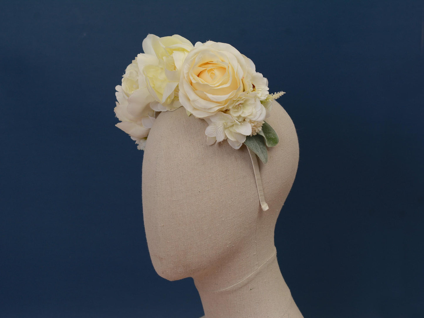 Ivy - Ivory Bridal Flower Headband | Bridal Flower Crown | Bridal Headpiece | Floral Headpiece | Festival Headpiece | Ivory Flower Crown