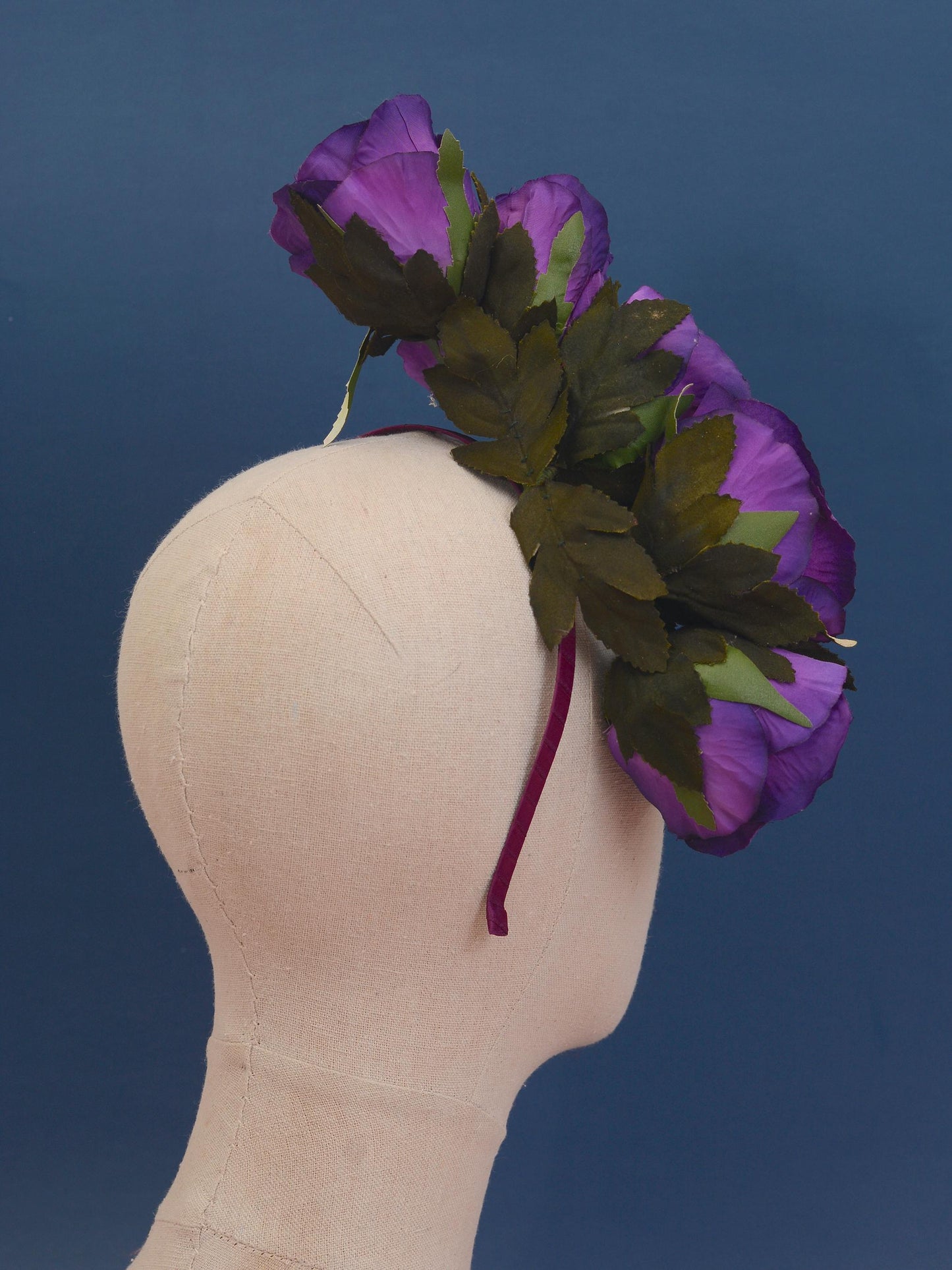 Royal Purple Floating Rose Headpiece | Flower Headband | Flower Crown | Wedding Headpiece | Races Headpiece