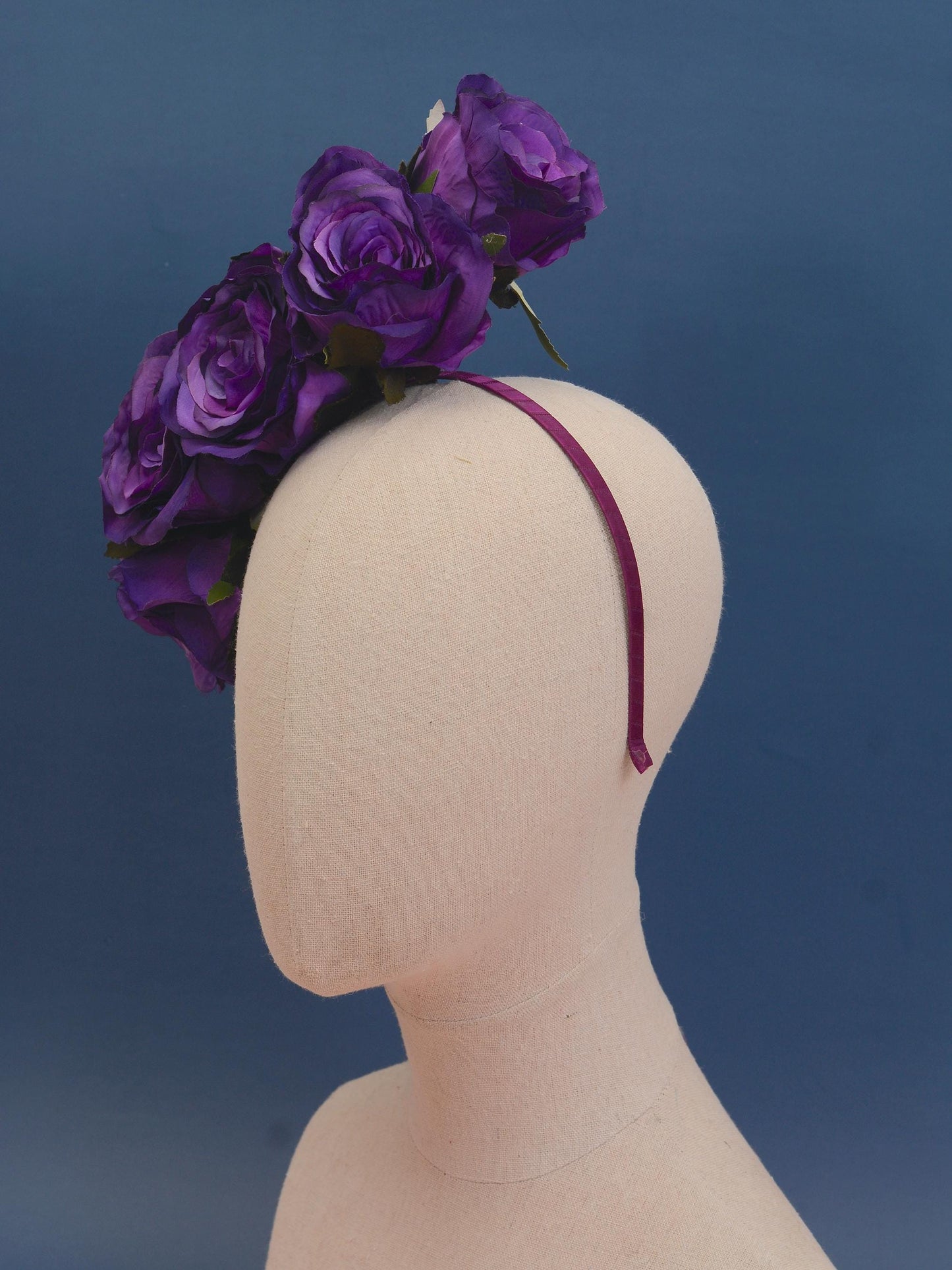 Royal Purple Floating Rose Headpiece | Flower Headband | Flower Crown | Wedding Headpiece | Races Headpiece