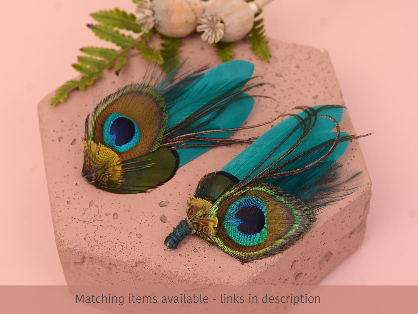 Teal and Peacock Feather Hair Clip, Feather Fascinator, Bridesmaid Hair Clip