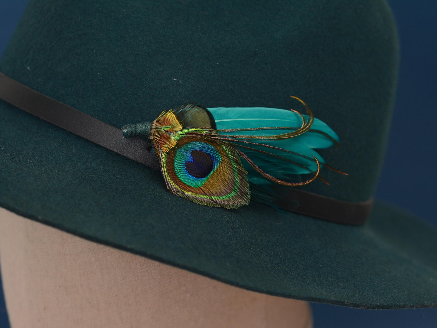 Teal Peacock Feather Boutonniere | Peacock Feather Corsage | Peacock Feather Brooch