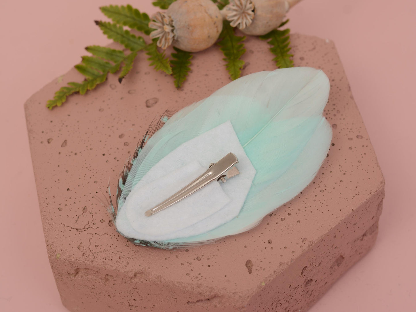 Feather Fascinator in Mint Green and Polka Dot | Mint Feather Hair Clip | Mint Feather Headpiece | Wedding Fascinator | Bridal Headpiece