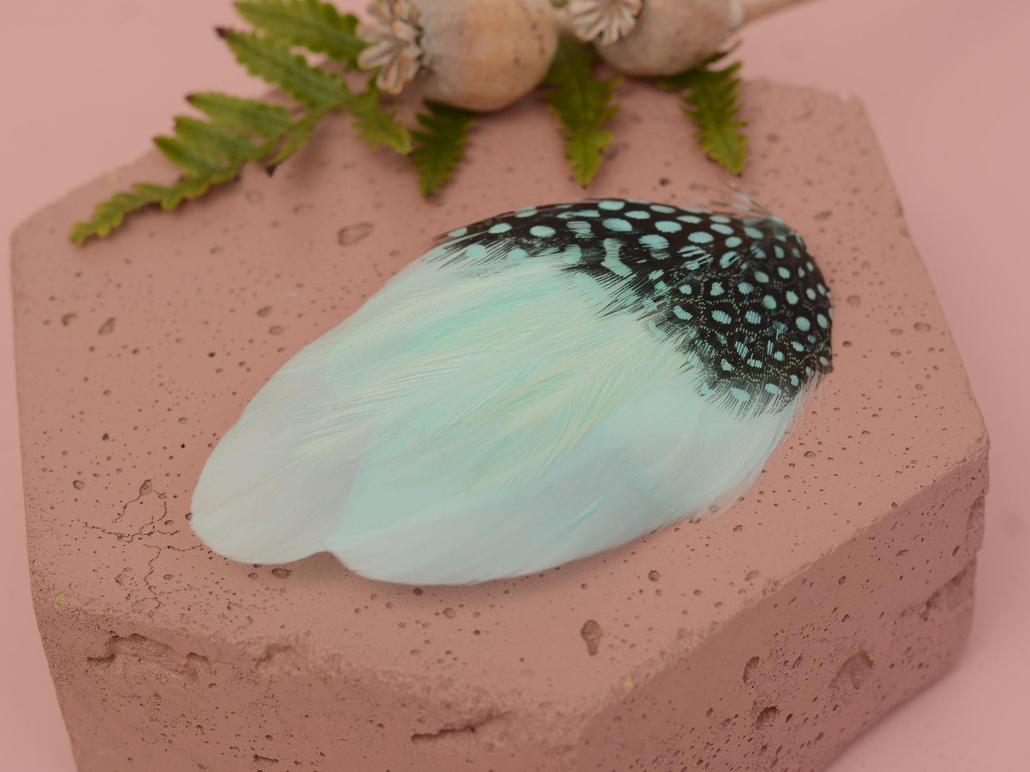 Feather Fascinator in Mint Green and Polka Dot | Mint Feather Hair Clip | Mint Feather Headpiece | Wedding Fascinator | Bridal Headpiece
