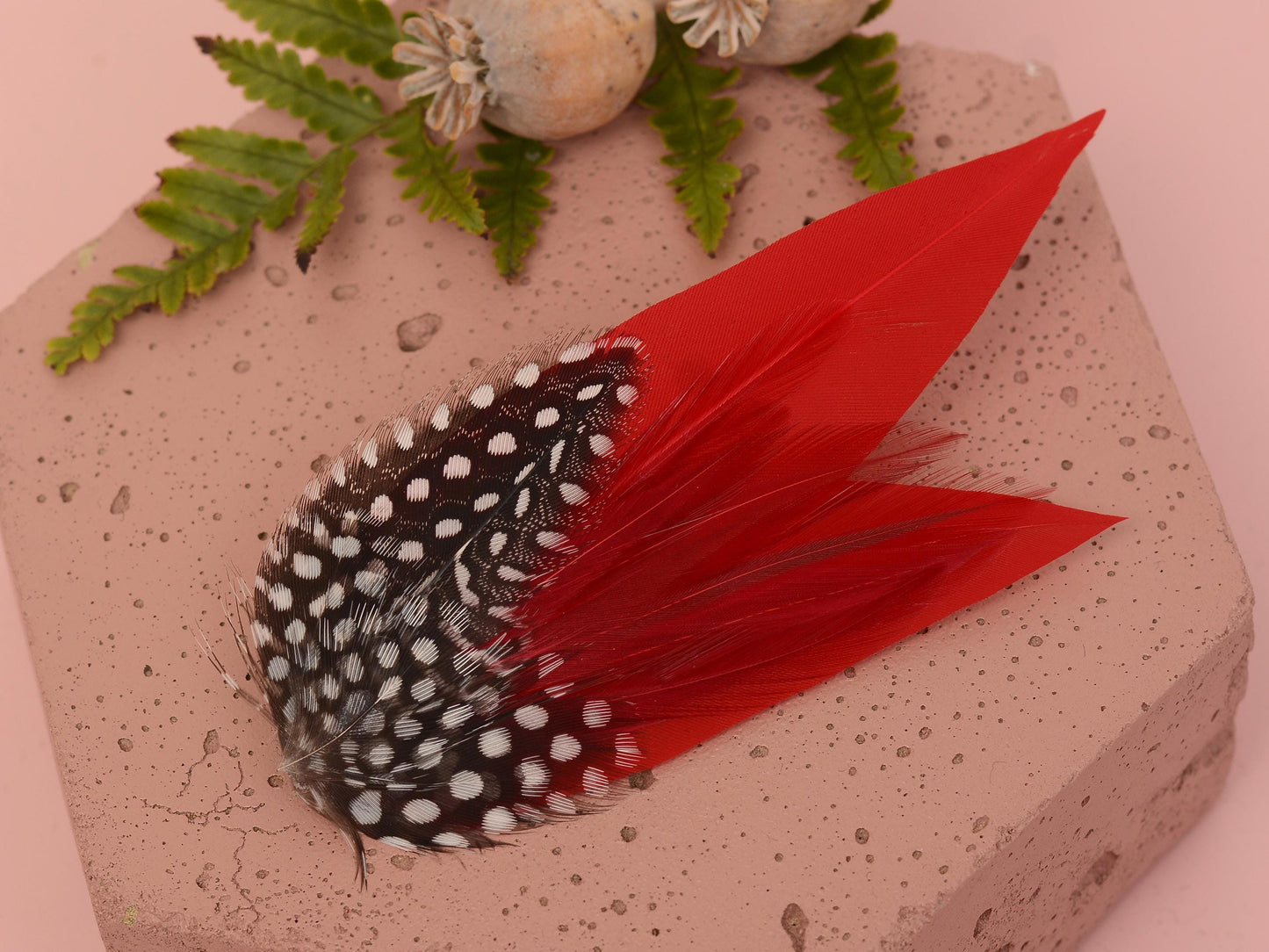 Red and Polka Dot Feather Hair Clip | Red Feather Fascinator | Red Feather Headpiece | Red Fascinator Wedding Fascinator | Bridal Headpiece