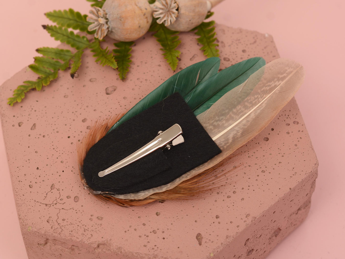 Bottle Green and Copper Pheasant Feather Hair Clip | Feather Fascinator | Bridal | Bridesmaid Hair Clip | Wedding Fascinator