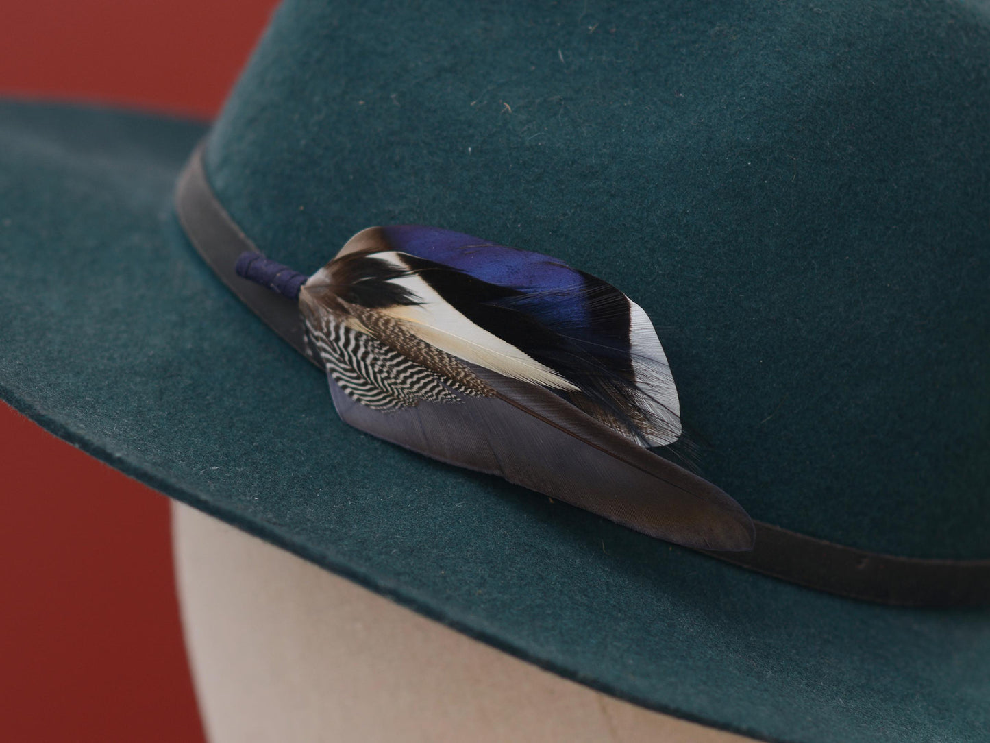 Blue Duck Feather Brooch Pin | Duck Feather Boutonniere | Pheasant Feather Lapel Pin | Feather Hat Pin