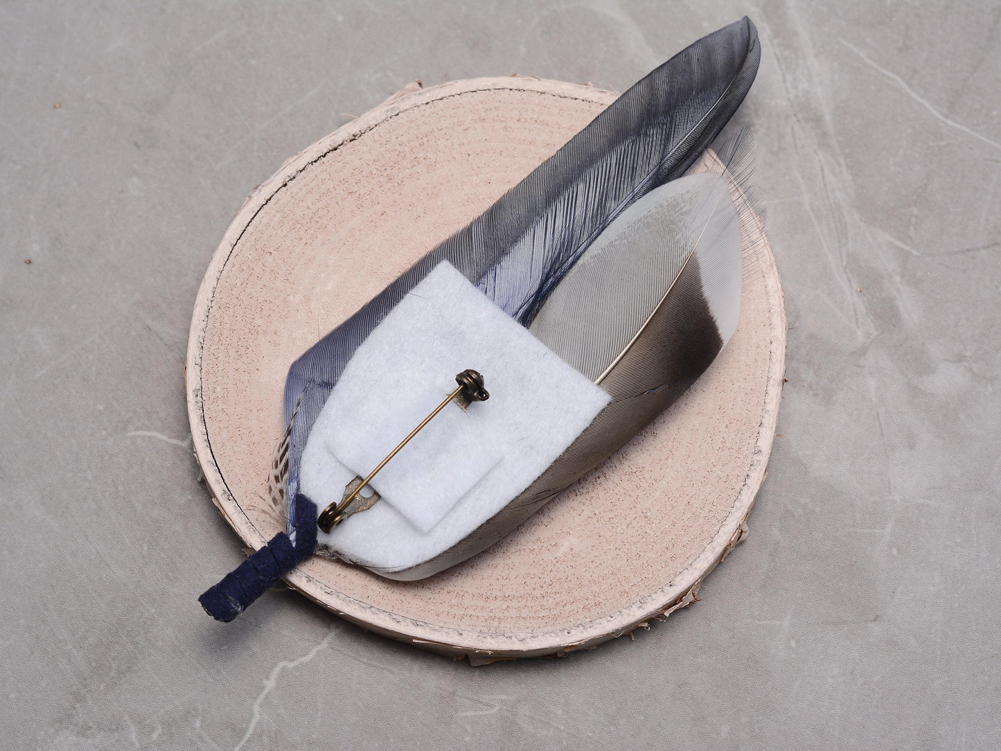Blue Duck Feather Brooch Pin | Duck Feather Boutonniere | Pheasant Feather Lapel Pin | Feather Hat Pin