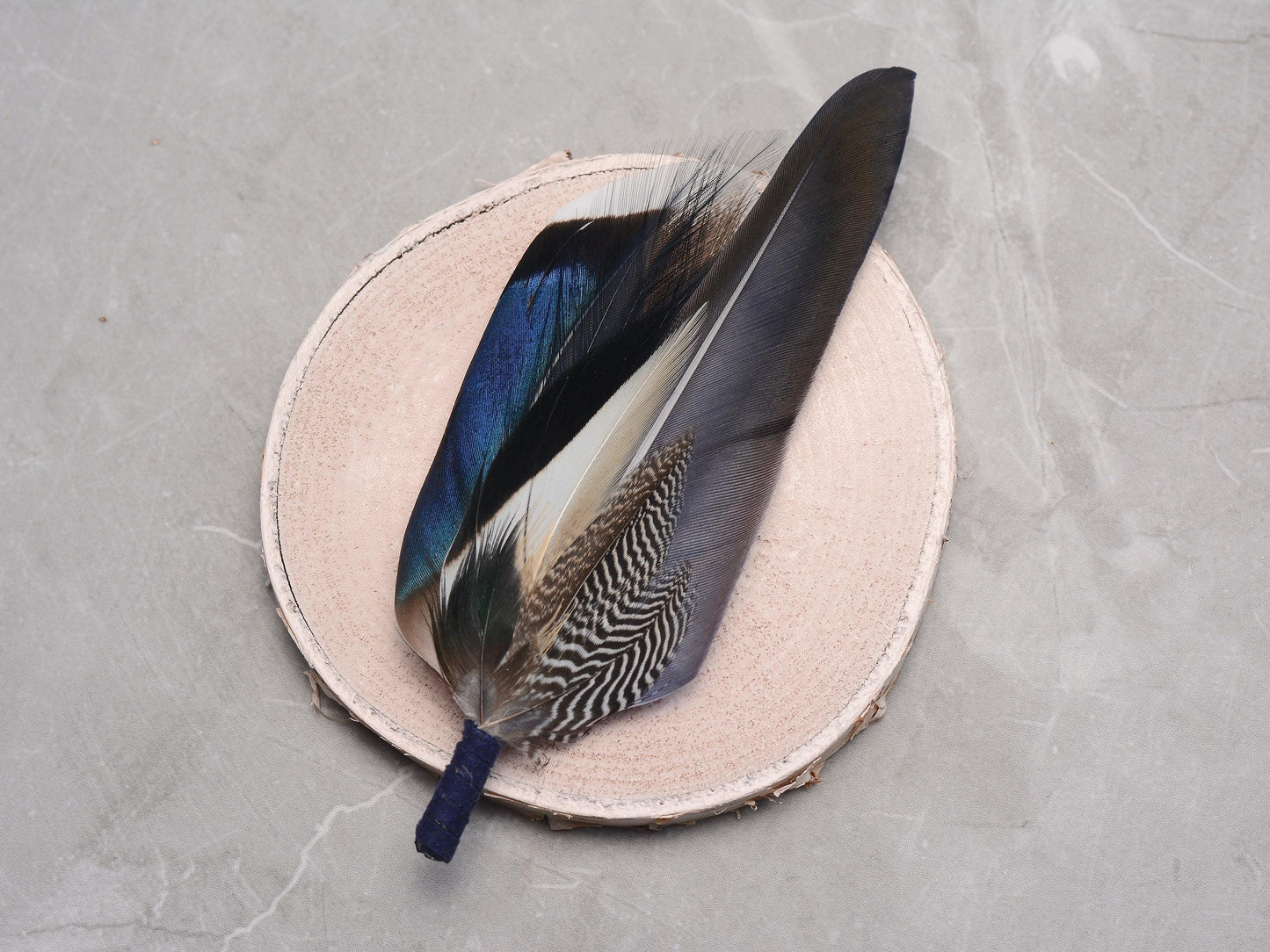 Blue Duck Feather Brooch Pin | Duck Feather Boutonniere | Pheasant Feather Lapel Pin | Feather Hat Pin