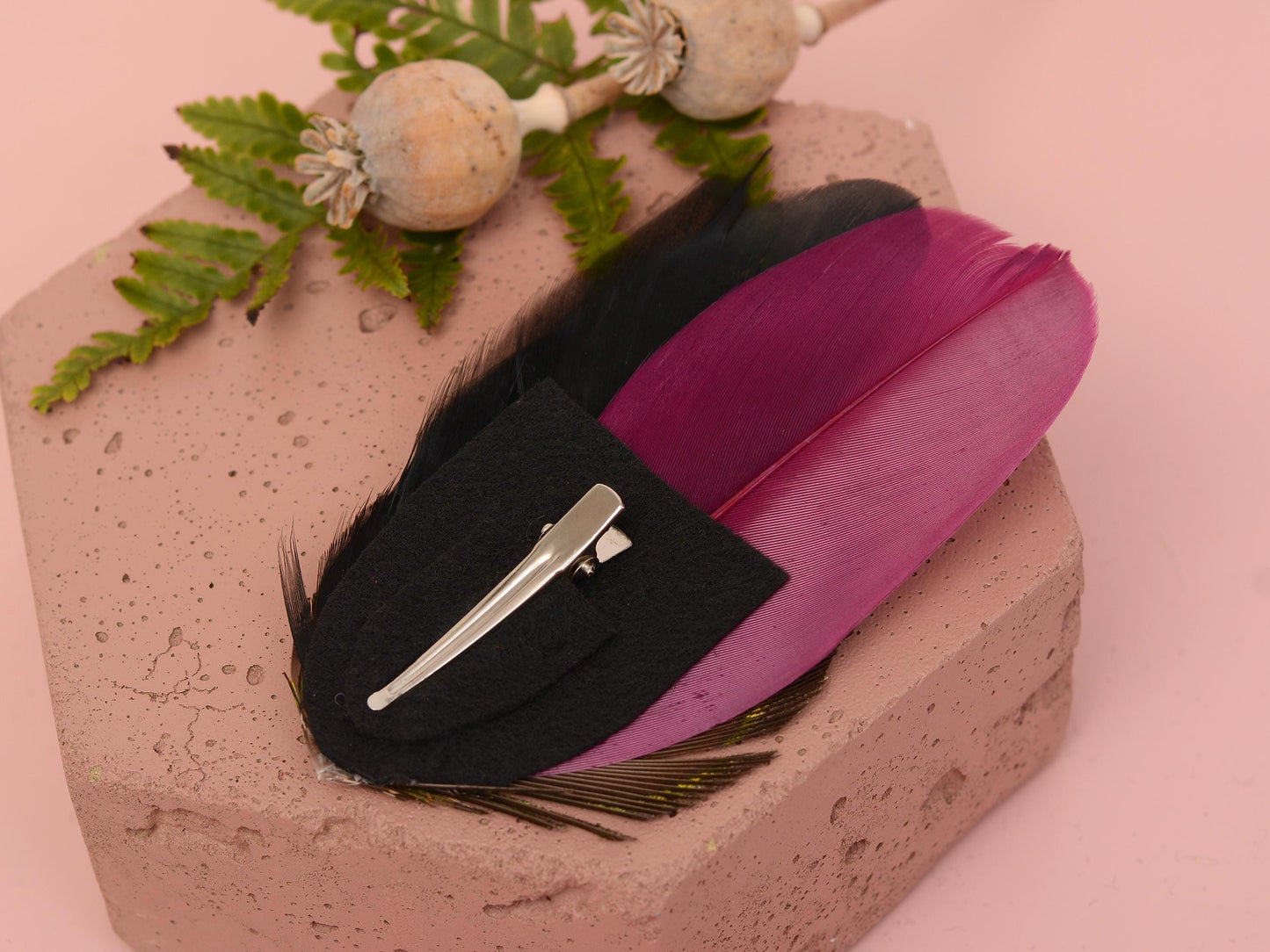 Plum and Peacock Feather Hair Clip | Peacock Feather Fascinator | Wedding Fascinator | Bridal Hair Clip | Bridesmaid Hair Clip