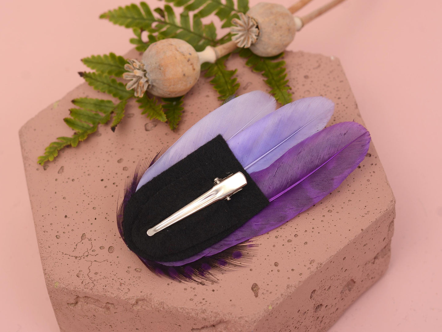 Purple Feather Hair Clip, Purple Feather Fascinator