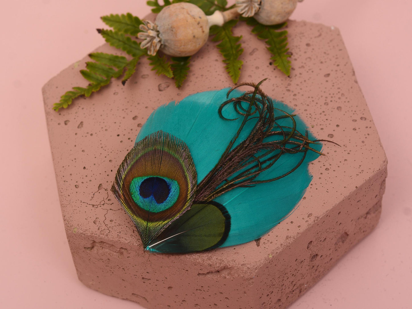 Peacock and Teal Feather Hair Clip | Peacock Feather Fascinator | Bridal Hair Clip | Bridesmaid Hair Clip | Wedding Fascinator