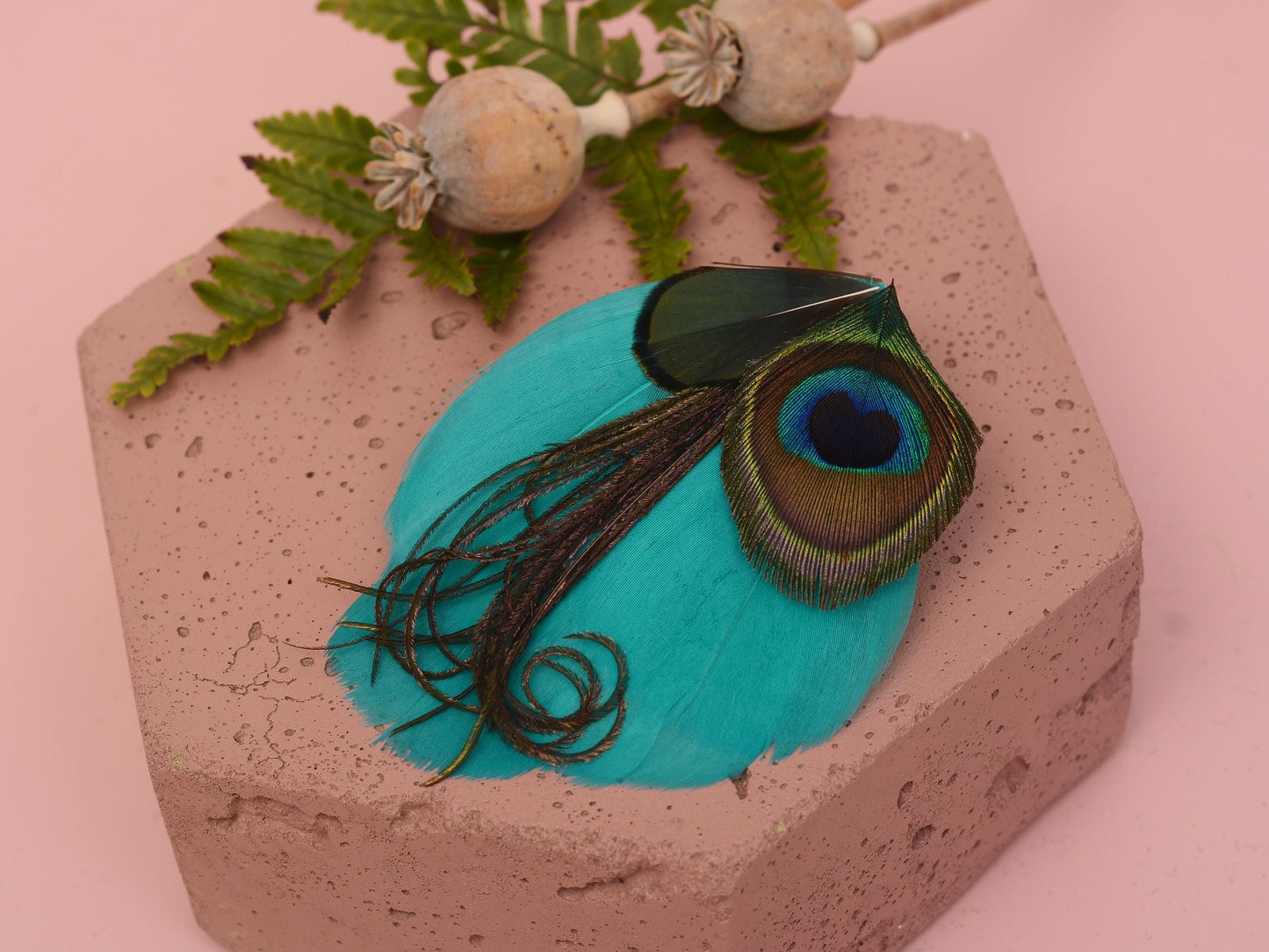 Peacock and Teal Feather Hair Clip | Peacock Feather Fascinator | Bridal Hair Clip | Bridesmaid Hair Clip | Wedding Fascinator