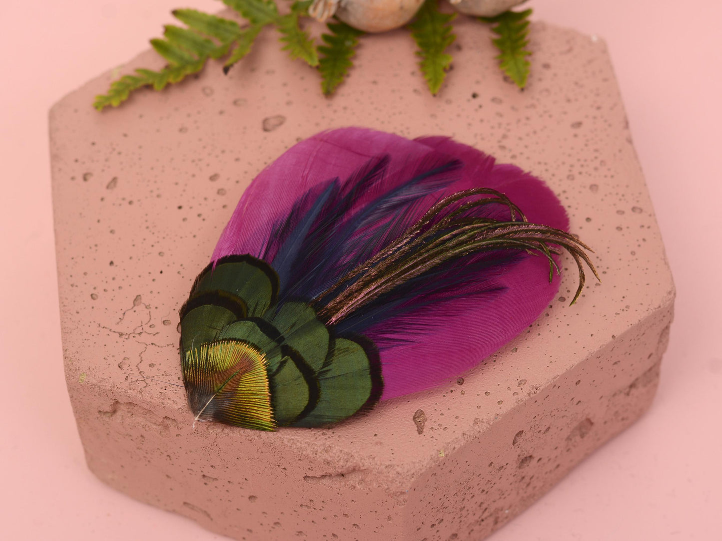 Plum Feather Hair Clip | Peacock Feather Fascinator | Wedding Fascinator | Bridal Hair Clip | Bridesmaid Hair Clip | Purple Hair Clip