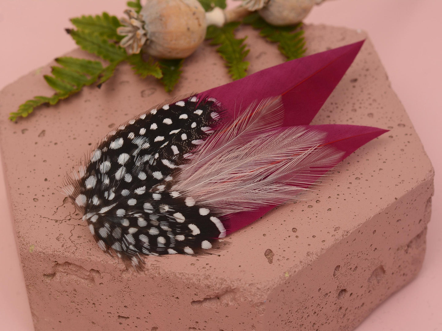 Burgundy Feather Hair Clip with Polka Dots | Burgundy Feather Fascinator | Feather Headpiece | Wedding Fascinator | Bridal Headpiece