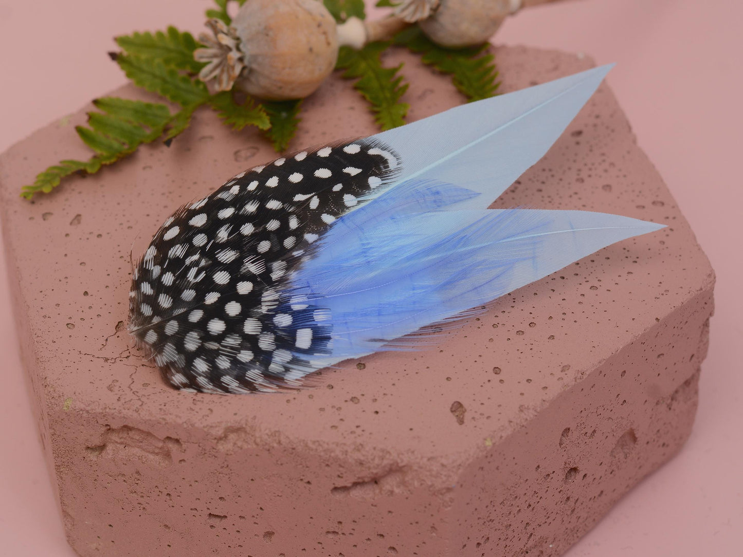 Pastel Blue and Polka Dot Feather Hair Clip | Blue Feather Fascinator | Blue Feather Headpiece | Wedding Fascinator | Bridal Headpiece