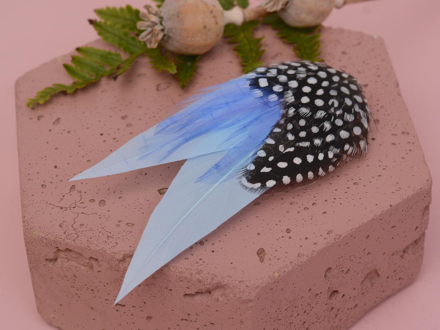 Pastel Blue and Polka Dot Feather Hair Clip | Blue Feather Fascinator | Blue Feather Headpiece | Wedding Fascinator | Bridal Headpiece